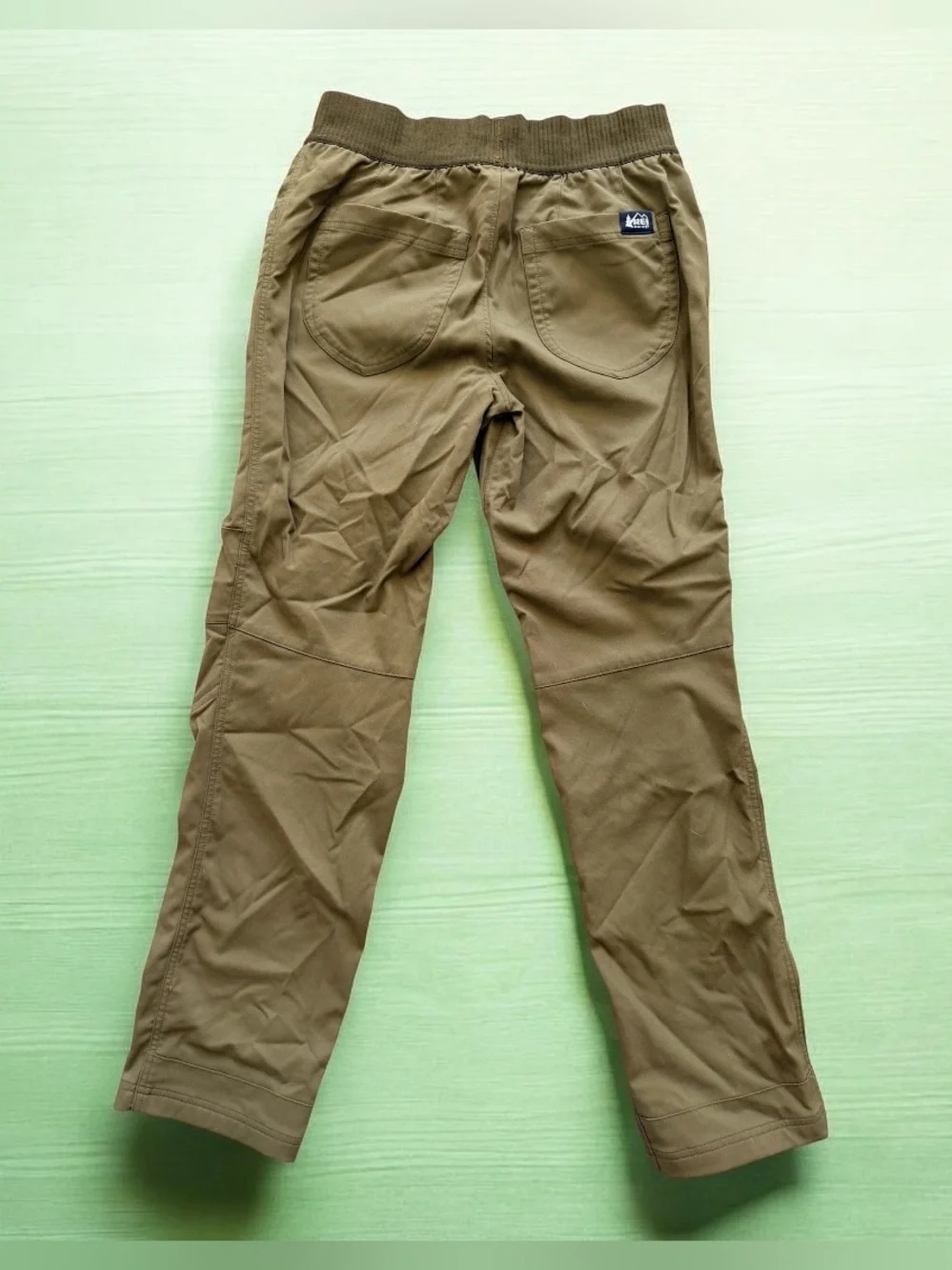 REI Long Lightweight Pants Ribbed Elastic Hiking Outdoor Kids Girls S Khaki